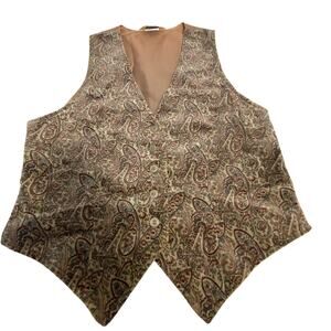 VTG The Gartering 70s-80s USA Made BeigeRed Velvet Paisley Country Core Women XS